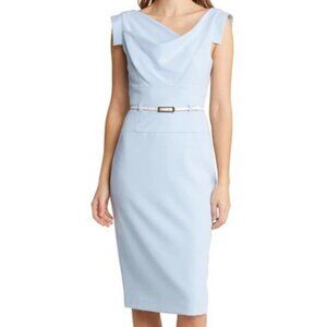 Black Halo Maliblue Blue Jackie O Sheath Dress *Less Belt*